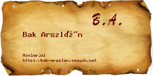 Bak Arszlán névjegykártya